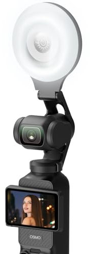 AMAZEAR LED Video-Fülllicht für DJI OSMO Pocket 3, Pocket3 Zubehör für Vlogging Fotografie Blitzbeleuchtung, Auto-Follow Gimbal, CRI≥95, 3-Farbtemperatur 2500-9000K Helligkeit einstellbar, Schwarz