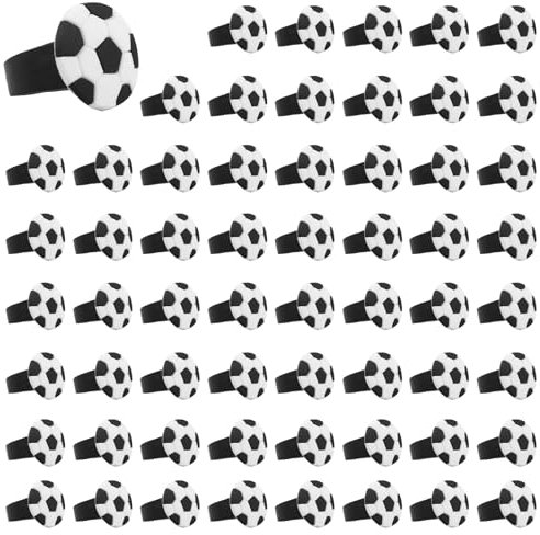 Cupcake Topper Dekorationen, 60 Stück Sport-Thema Törtchen Topper Ringe, 3×2,8×2,5 cm, Kunststoff Party Dekorationen Törtchen Ringe für Jungen Kinder Geburtstag Sport Ball Spiel Thema Party(Fußball)
