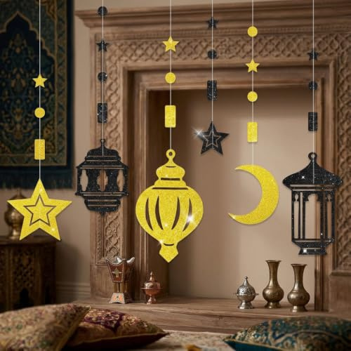 Gold Eid Dekorationen Eid Dekorationen für Zuhause Ramadan Banner | Gold Eid Dekorationen Eid Dekorationen für Zuhause Ramadan Banner für Zuhause Umrah Mubarak Deko