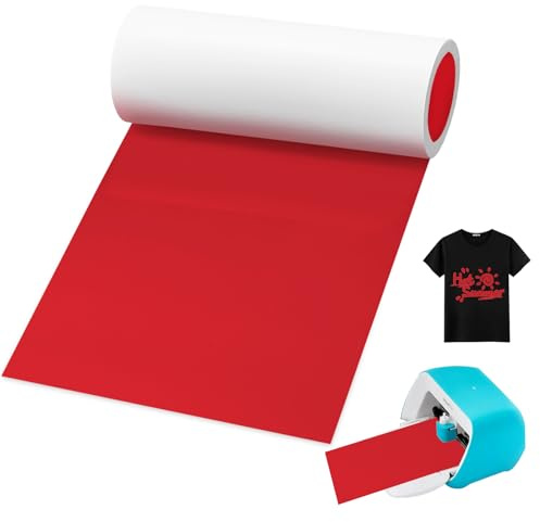 YushengTai Joy Smart Iron On Rot, 14cm x 300cm PU Heat Transfer Vinyl Textilfolie Rollen Keine Schneidematte Erforderlich, Plotterfolie Textil für Joy (Rot)