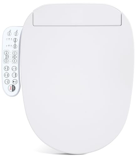 Asiento de inodoro alargado inteligente con bidé, asiento eléctrico inteligente con calefacción con cierres lentos, agua tibia, secadora, lavado Vortex, lavado trasero y delantero, luz nocturna