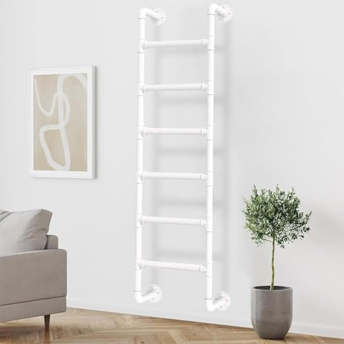 WQPMNYG Heavy Duty Metal Bunk Bed Ladder 8ft Wall Mounted Loft Ladder for Dormitory or Warehouse Emergency Fire Escape Ladder for Basement Windows 230cm/91in Height