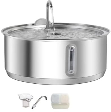Wzxksoac Stainless Steel 8L Large Capacity Cat Water Fountain for Pets, Dog Drinking Fountain Dispenser with Filter