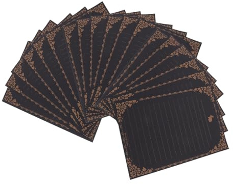 Retro Briefpapier mit Spitze und Kaninchen Schwarz, 50 Blatt Geschenkideen