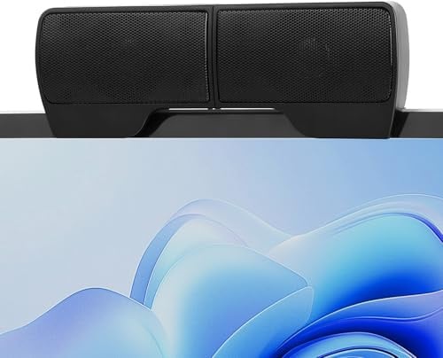 APXEL USB Speaker for PC, Portable Computer Speakers for Desktop, Mini PC Soundbar, Small Desk Speakers with Clip-on Design for Laptop Monitor Phone Notebook - Plug and Play (Black)