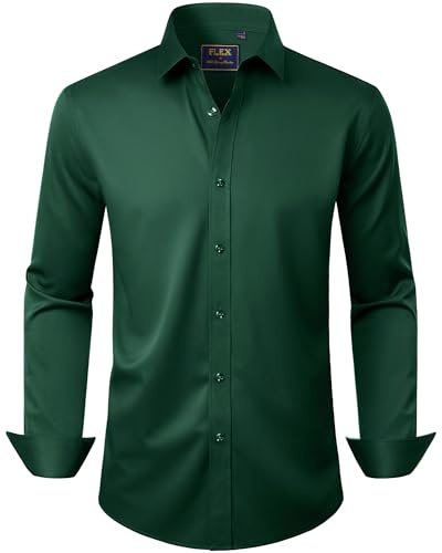 J.VER Men's Long Sleeve Stretch Dress Shirt Non Iron Casual Business Formal Shirts S-6XL