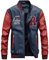 Vogstyle Uomo/Signori/Ragazzi PU Pelle College Baseball Jacket Felpa Motociclista Giacca Giubbotto Blu Scuro XL
