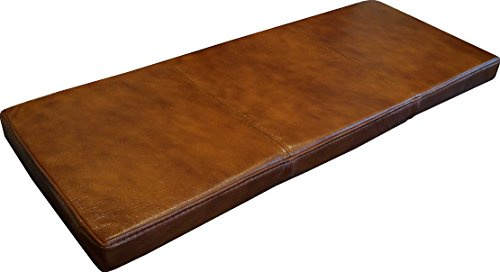 Quattro Meble Braun Echtleder Bankauflage Sitzkissen Lederkissen Sitzpolster Bank Auflage doppelt genähtes Echt Leder Kissen Sitzauflage (50 x 115 cm)