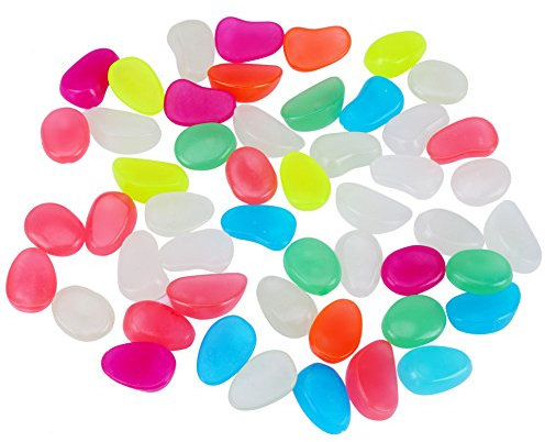 Fdit 50Pcs Cailloux Pierres Galets Graviers Artificielle Lumineux Aquarium Décor Extérieur en Pierre Décorative pour Réservoir de Poisson Aquarium