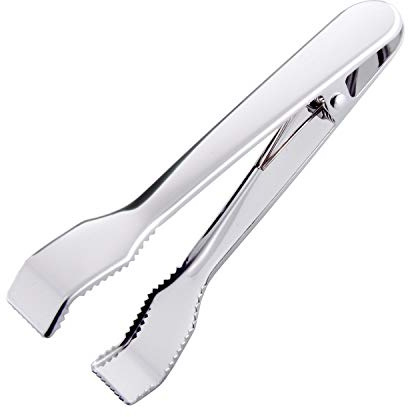 HINMAY Ice Tongs for Ice Bucket 6-3/4 Inch - Premium 18/8 Stainless Steel Ice Tongs with Teeth for Ice Sugar Cubes Tea Party Coffee Bar Serving