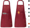 Viedouce 2 Pack Schürze, Wasserdicht Kochschürze mit Taschen, Verstellbarem Küchenschürze Grillschürze latzschürze Küchenschürze für Frauen Männer Chef-Belastbar & Einfach zu Reinigen, Rot