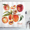 ABAKUHAUS Pfirsich Duschvorhang, Leckere Nektarinen, Stoffliches Gewebe Badezimmerdekorationsset mit Haken, 175 x 200 cm, Orange Rot Grün