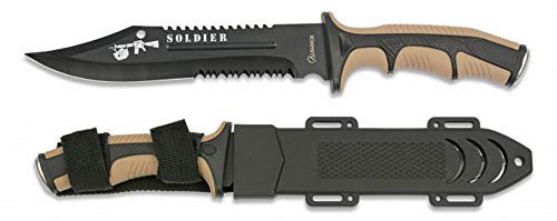 Tiendas LGP Albainox - 32406 - Cuchillo Albainox Soldier Coyote. H:19cm - Herramienta para Caza, Pesca, Camping, Outdoor, Supervivencia y Bushcraft
