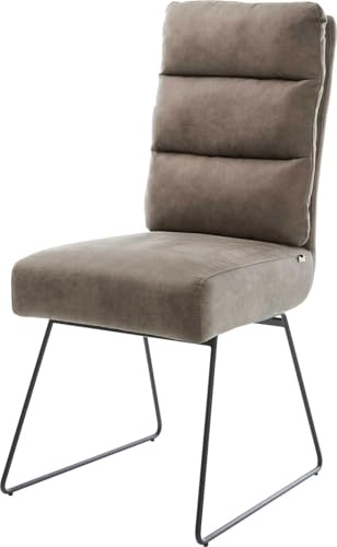 DELIFE Polsterstuhl Pela-Flex Kufengestell Schwarz Mikrofaser Taupe Vintage | Taschenfederkern