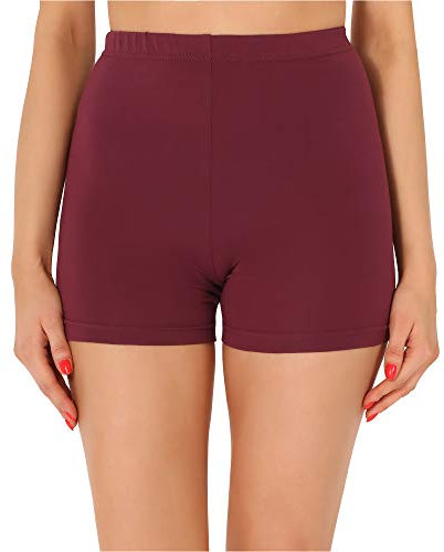 Merry Style Damen Shorts Radlerhose Unterhose Hotpants Kurze Hose Boxershorts aus Baumwolle MS10-358(Weinrot,XL)