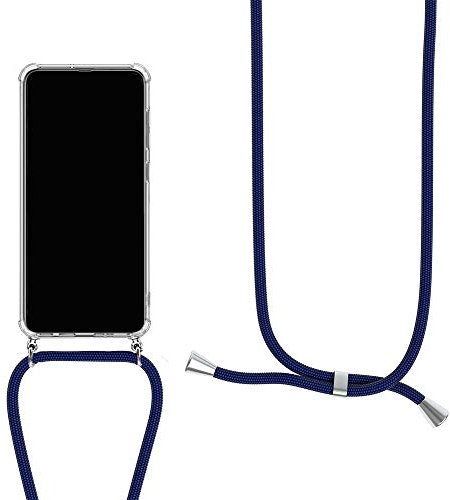 Orgstyle Coque avec Collier pour Google Pixel 3, Transparent TPU Silicone Bumper Case avec Smartphone Tour de Cou Lanière en Corde Réglable Étui pour Téléphone Portable, Bleu