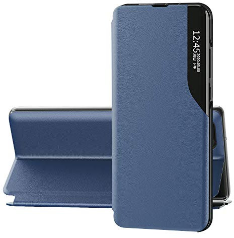 FANFO® Hülle für Xiaomi Poco X3 NFC/Poco X3 Pro, Flip Ledertasche Case mit Stand, Clear View Booklet Handyhülle für Xiaomi Poco X3 NFC/Poco X3 Pro, Blau