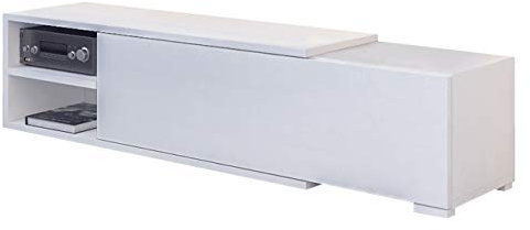 Mirjan24 TV Board Cliff, Standschrank, TV-Lowboard mit Grifflose Öffnen, TV Schrank, TV-Tisch, Fernsehtisch, Sideboard, TV Bank (Weiß)