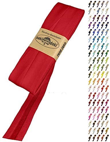 Sandras-Bastelladen Schrägband/Einfassband Baumwolle Uni gefalzt 5m x 20mm 722-Rot