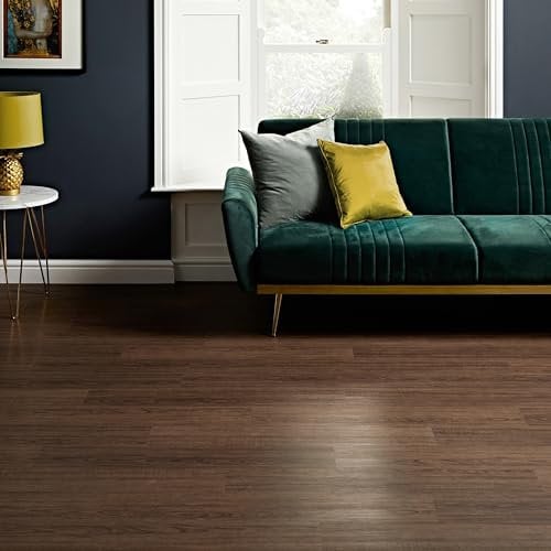 AMBULABO Self-Adhesive Vinyl Flooring Planks – 36pcs (5m²) Peel and Stick Wood Effect Floor Tiles for Easy Home Update (Dark Brown)