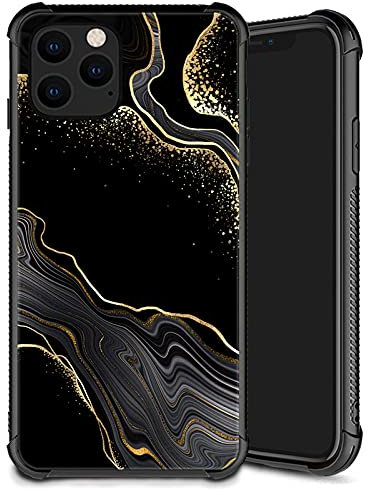 iPhone 11 Pro Max Case, Personality Pattern Plexiglass iPhone 11 Pro Max Cases for Boys Men, Black Gold Marble Pattern Shockproof Anti-Scratch Case for Apple iPhone 11 Pro Max 6.5 inch