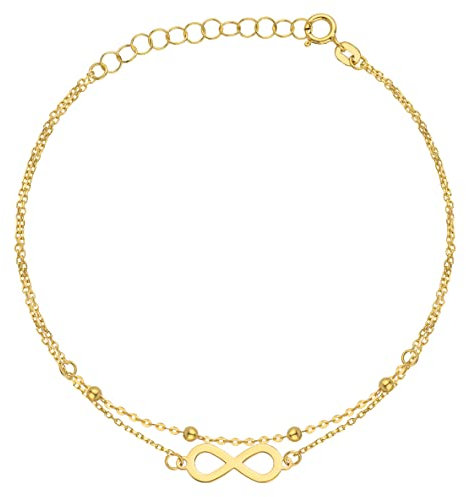 Goldarmband 333 8k Gold Gelbgold Unendlichkeit Kugel Gravur