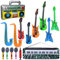 KINBOM 21 Pcs Inflatable Rockstar Toy Set, Inflatable Instruments Set, Inflatable Guitar Bass Radio Keyboard Microphone Saxophone Glasses Inflatable Toys Bulk for Rock n Roll Party Decorations