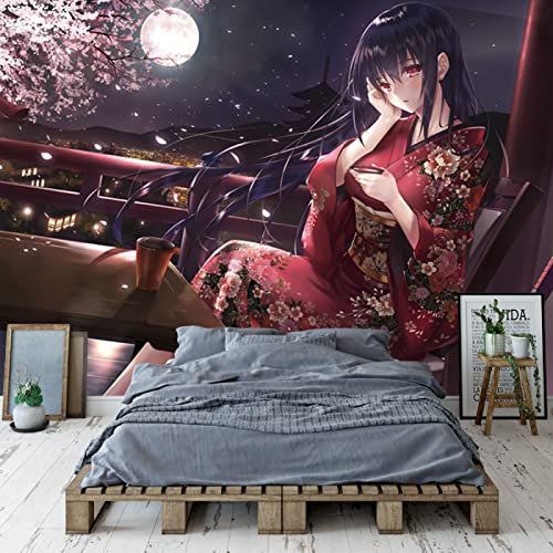 TANYANG Beautiful Sakura Girl Wallpaper Custom 3D Wall Papers Japanese Anime Photo Wallpaper Mural Girls Kid Bedroom 200Cm(W)×140Cm(H)
