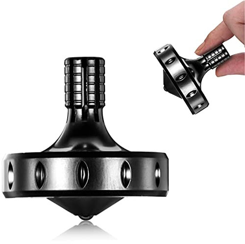 Toupie en métal de précision, Parfaitement équilibrée, Rotation Douce, Longue durée de Rotation, Facilement Plus de 10 Minutes, Jouet EDC Portable (Noir/M)