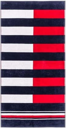 Tommy Hilfiger, Coastal Strandtuch Maxi Frottee aus reiner Chenille-Baumwolle 90 x 180 cm