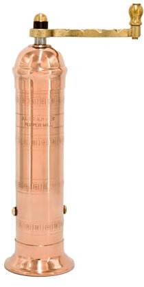 Alexander Home Original Greek Pepper Mill, 8-Inch Copper – European Manual Pepper Grinder, Refillable, with Polishing Cloth