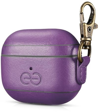 Dreem Om AirPods 3 Custodia in pelle vegana con clip - Compatibile con auricolari wireless Bluetooth Apple per iPhone - Viola