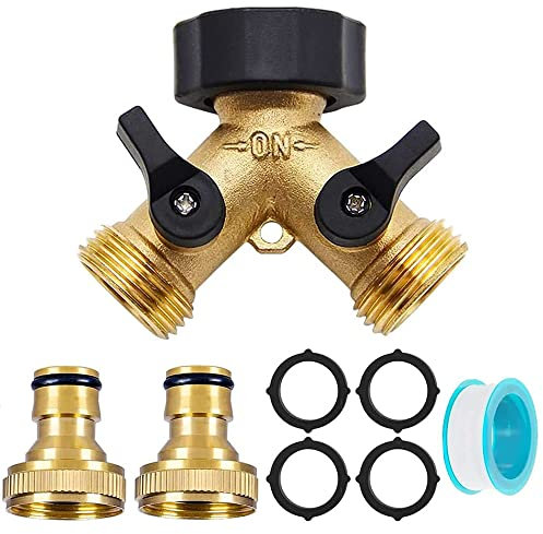 Y Verteiler 3/4 Zoll,2 Wege Verteiler Wasser 3/4 Zoll,2 Wege Verteiler,2-Wege-Gartenschlauchspender y Spender 3/4 mit Wasserhahnadapter für Waschmaschinen-, Küchen-, Garten- und Rasenwasserhähne.
