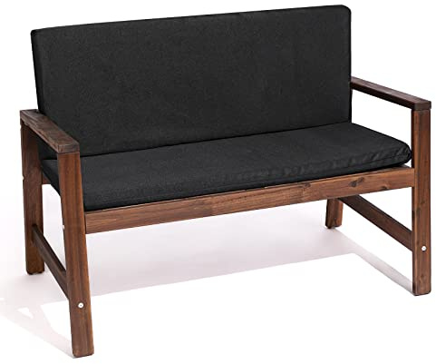 PARAMAISON Cuscino per Panca 120x40 cm Cook, Sfoderabile, Nero | Copri Panca Imbottito in Poliestere con Laccetti, Antigraffio e Resistente al Sole, per Giardino, Divanetti e Spazi Esterni