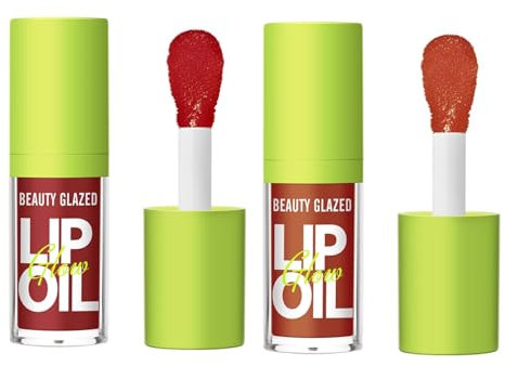 Big Brush Head Pink Lip Gloss Moisturizing Jelly Lip Gloss Oil Long Lasting Liquid Lipsticks Non-stick Cup Lip Tint Lip Glaze Fresh Texture Lip Gloss (#105+106)