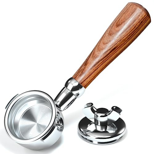 58 mm Siebträger ohne Boden, 2-in-1-Siebträger für Breville Oracle Touch Dual-Boiler BES980XL BES990BSS BES920XL Espressomaschine, mit Doppelauslauf-Adapter
