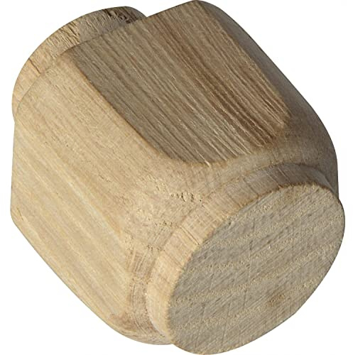 ALLES IM GRIFF Holz Ziernagel 30x30mm, Zapfen ø 20mm - Deko Ziernagel aus Holz, Eiche roh