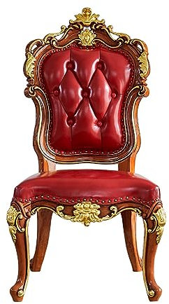 AVLUZ Silla de Comedor de Estilo Europeo, Silla de Ocio Tallada en Madera Maciza de Villa Americana, Sillas de Oficina de Cuero de Lujo Silla de Escritorio de Estudio, Sillas de Cocina for Comedor