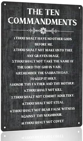 Metallschild zum Aufhängen, Aufschrift The Ten Commandments Thou Shalt Have No Other Gods Before Me, inspirierende Schilder, Geschenk, Bauernhaus, rustikale Wandkunst, Zuhause, Büro, Wohnzimmer,