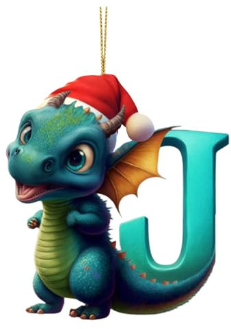 26 Buchstaben Drachen Weihnachtsanhänger, Weihnachten Anhänger Weihnachts Dekoration Hängender Schmuck Weihnachtsschmuck oder Geschenk Anhänger Spaß Weihnachtsanhänger Deko für (J, One Size)