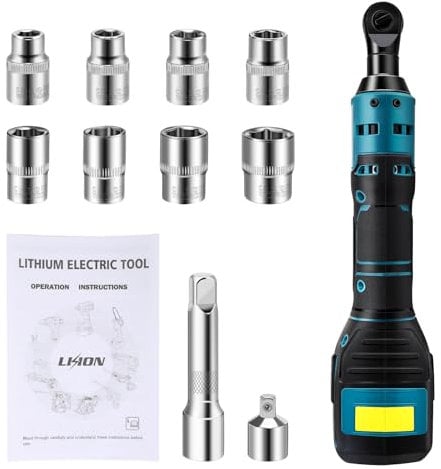 Chiave a cricchetto a batteria, 3/8, compatibile con batteria Makita da 18 V, cricchetto batteria con 8 bussole, asta di prolunga e adattatore di azionamento