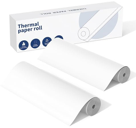 ItriAce 2 Rollos de Papel Térmico A4, Papel Para Impresora Térmica, Compatible con M832, Impresoras Portátiles, A4, 210 mm de Ancho y 7 m de Longitud, 23 Hojas/Rollo