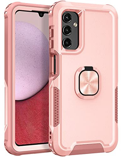 Knoowcase for Samsung Galaxy S24 Case Shockproof Samsung S24 Phone Case with Ring Military Grade Protective TPU Bumper Hard PC Back Cover Built-in Magnetic Kickstand Car Mount, Rose Gold