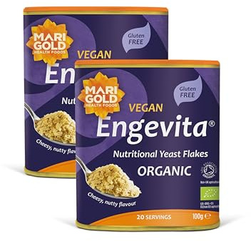 Marigold Organic Engevita Unfortified Nooch Nutritional Yeast Flakes 100g (Pack of 2) – Vegan & Gluten-Free, High Protein & Fibre, Naturally Cheesy Flavour