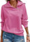KEBORUILA Sweatshirt Femme Casual Manches Longues Printemps Automne Hoodie Loose Pullover 1/4 Zippé Tops Rose Brillant S
