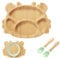 KEESIN Piatto per bambini in bambù platos bebe plato bebe ventosa baby led weaning adecuados para la alimentación de bebés a partir de 3 meses (cangrejo)