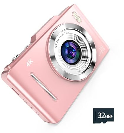 4K Digital Camera - 48MP Photos 32GB SD Card & Lanyard Included - Cameras for Photography, Vlogging Camera, Film Camera, Mini Camera, Small Camera Gift for Kids, Girls, Students & Teens