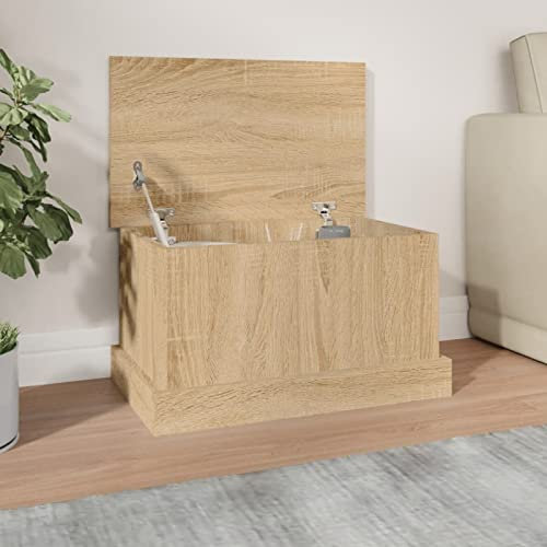 Buzaza Truhe Sonoma-Eiche 50x30x28 cm Holzwerkstoff Holztruhe Mit Deckel Groß Spielzeugkiste Holz