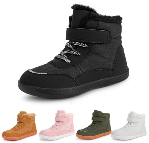 Deedlite Barfussschuhe Kinder Winter Wasserdicht, Barfussschuhe Kinder Winter Herbst, Barfußschuhe Winter Kinder Wanderschuhe Leicht Rutschfest Winterstiefel