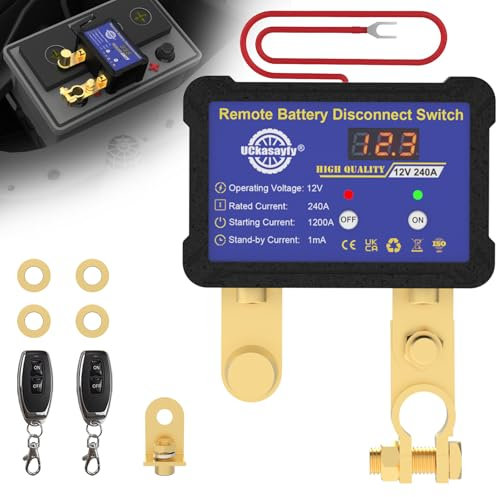 Remote Battery Disconnect Switch 12V 240A with Led Voltage Display Anti-Theft Kill Switch for RV, Car, Truck, ATV, Marine